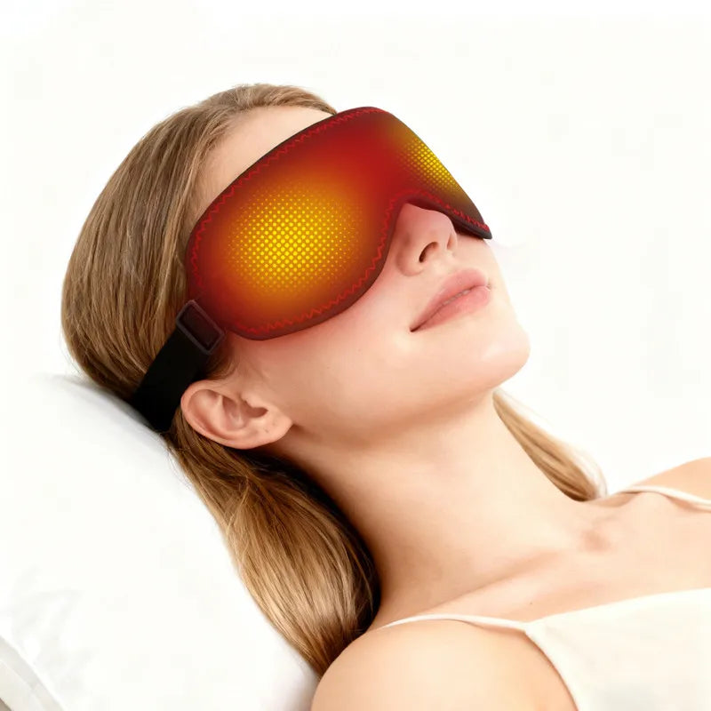 Heating Massage Eye Mask - Hot Compress Relieves Fatigue Dark Circles Aids Sleep 3 Gears Heat & Vibration (For Eye Strain)
