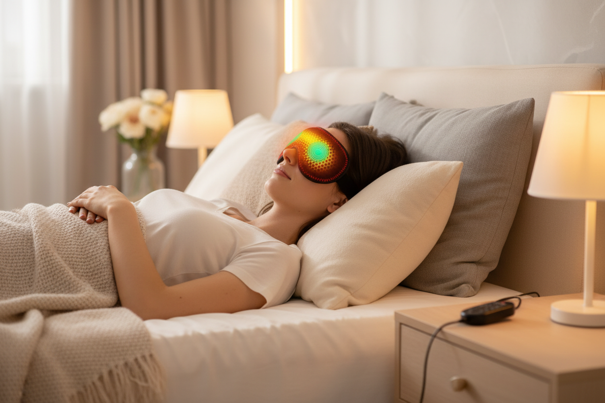 Heating Massage Eye Mask - Hot Compress Relieves Fatigue Dark Circles Aids Sleep 3 Gears Heat & Vibration (For Eye Strain)